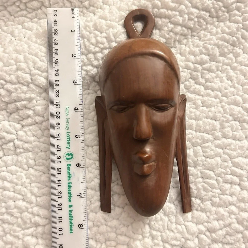 Vintage Hand-Carved Wooden Tribal Mask‎ Wall Hanging 8in